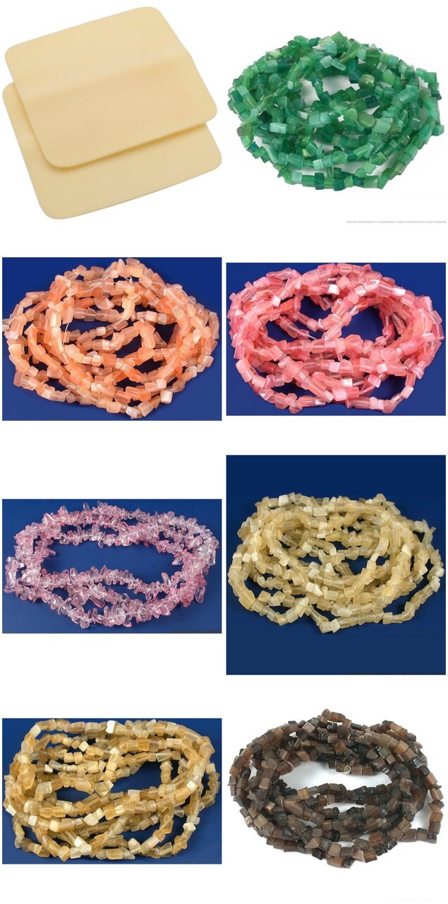 2 Beading Mats 8" x 8" & 7 Strands Glass & Chip Beads Various Colors and Sizes